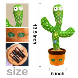 Hunfur Dancing Talking Cactus Toy, Cactus Baby Toy Singing Mimicking Repeating Recording Cactus Toy, Silly Sunny The Cactus