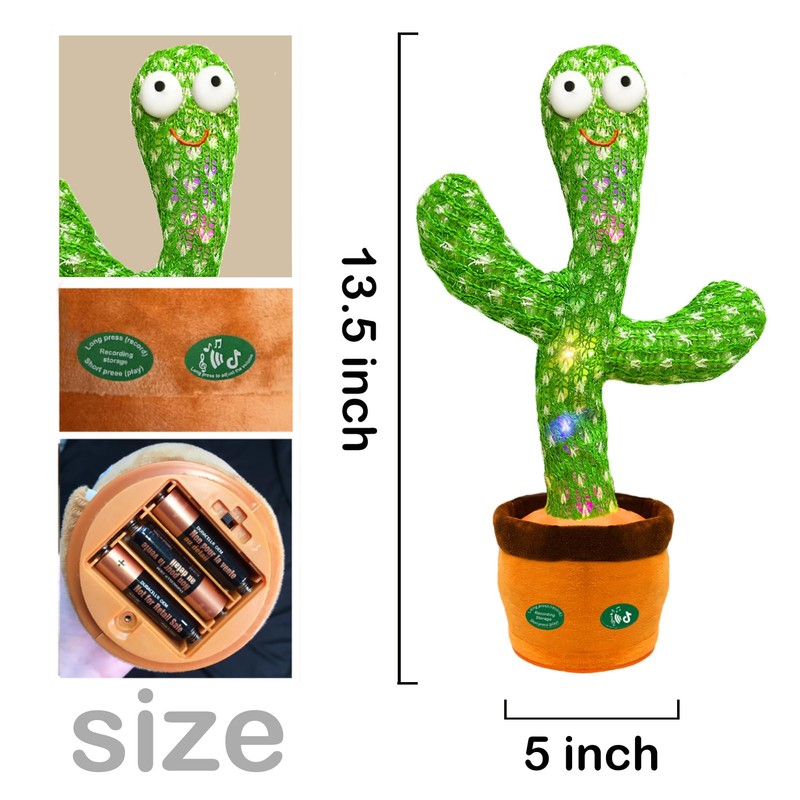 Hunfur Dancing Talking Cactus Toy, Cactus Baby Toy Singing Mimicking