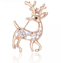 Unbranded Men Womens Deer Animal Crystal Rhinestone Brooch Pin Shirt Hat Christmas Gift AD
