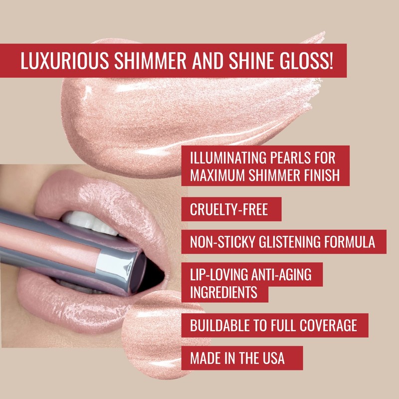 Runway Rogue LuxGloss Lip Gloss, High-Pigment Shimmer Nude Lip Gloss,
