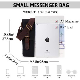 MayBlosom Kleine Messenger Bag, VONXURY wasserfeste Umhängetasche Canvas Crossbody Geldbörse für Frauen Männer