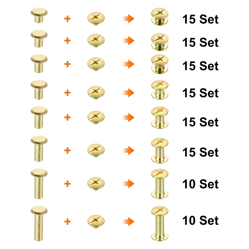 sourcing map 110 Sets Chicago Screw Rivets Metal Phillips Head