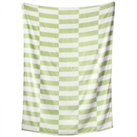 PLEVONITH Cozy Blankets for Women Gift - Striped Green Throw Blanket Checkered, Green Warm Blankets for Winter, Twin Blanket 60x80 Inches