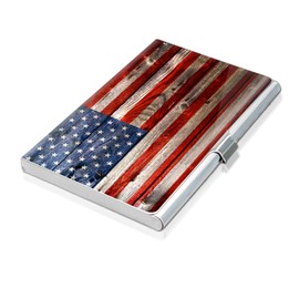 BSADKJFQO Business Card Holder, Slim Business Card Case, Pocket Wallet, Cute Metal Business Card Organizer, Professional Stainless Steel Card Case For Man And Women Vantage American Flag