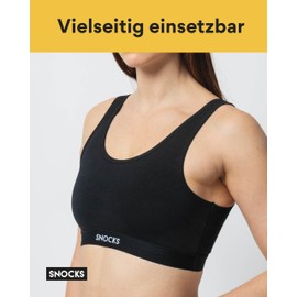 Snocks, Pack of 1, Soft Bra Bustier Women's Organic Cotton Comfortable Bra for Every Day, Yoga or Leisure, 1 x black.