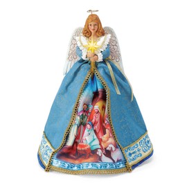 Department 56 Possible Dreams Jim Shore Holy Family Angel Lit Tree Topper, 14 Inch, Multicolor