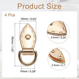 PATIKIL Bag Side Clip Buckle, 4 Pcs Metal Purse Suspension Clasp Suspending Leaf Shape Handbag D Ring Buckle Chain Link Connector Purse Strap Hardware for Bag Making, Light Gold