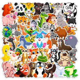 AUCEKO Pack of 50 Stickers Pack Animal Cartoon Animal Sticker Set Waterproof Vinyl Stickers for Laptop Children Cars Motorcycle Bicycle Skateboard Luggage Suitcase Computer Sticker Graffiti Decal