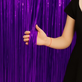 2 Pack Foil Backdrop,Purple Backdrop,Foil Fringe Curtain,Backdrops for Photography,Wedding,Easter,Christmas,Gender Reveal,Pink and Purple Birthday Decorations Bridal Shower Decorations