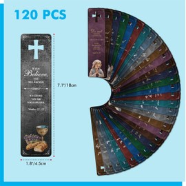 120 PCS Bible Bookmarks, 30 Designs with Hollow Cross Double Sided Printing Bookmarks, Christian Motivational Bookmarks for Women, Men, Church, Book Lovers (1.8” x 7.1”)
