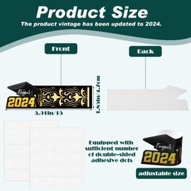 Fuutreo 50 Pcs Graduation Party Paper Napkin Holder 2025 Bulk Graduation Napkin Rings for Graduation Party Supplies(Black)