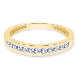 1/4 Carat (Cttw) Princess Cut Sparkling White Cubic Zirconia Wedding Band In 14k Yellow Gold Over Sterling Silver Jewelry For Women (0.25 Cttw) Ring Size -7.5