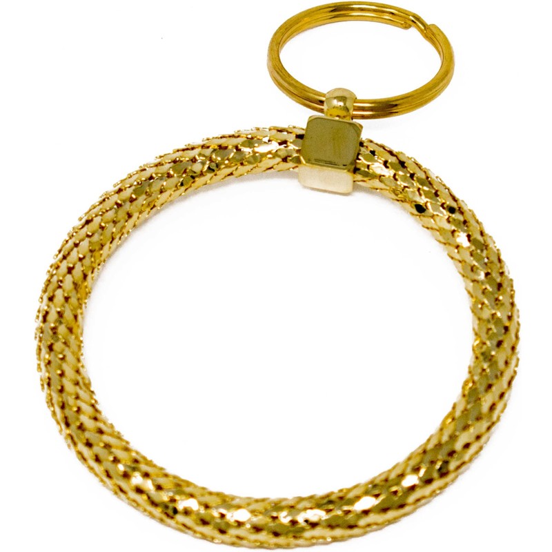 Stephanie Imports Vintage Gold and Silver Metal Mesh Jewelry Keychain