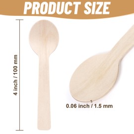 ANTETOK Mini Wooden Spoons 100pcs, 4 Inch Disposable Birchwood Utensils for Parties, Desserts, Camping - Biodegradable Earth Friendly Cutlery