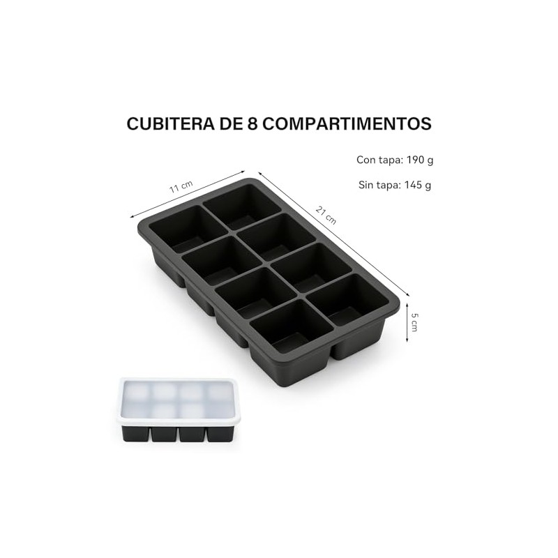 2Pcs ，Moldes De Silicona Para Cubitos De Hielo，8 Cavidade Moldes