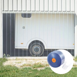Clear PVC Strip Curtain 50 ft Length X 8 Width Ribbed Plastic Door Strip Bulk Roll Walk Freezer Cooler Garage Door CurtainSize: Size 50 ft x 8 in, Surface Texture: Ribbed Surface