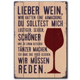 LANOLU Fridge Magnets Funny "Lieber Wein" with Sayings and Funny Motifs 8 x 5.5 cm