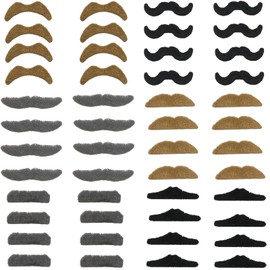 48 Pieces Fake Mustaches Beard, Self Adhesive Costume Accessories Novelty Mustache Fiesta Party Supplies for Masquerade Party