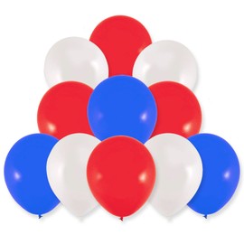 AKH® Red Blue White Union Jack Latex Balloons | Pack of 12 | 4 x Blue, 4 x White & 4 x Red Balloons | 25.5CM | King Charles Coronation Royal Theme Union Jack Decoration Balloons | Tricolour Reusable