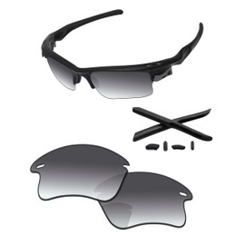 PapaViva Replacement Lenses & Rubber Kits for Oakley Fast Jacket XL OO9156 71mm Sunglass Gray Gradient Non-polarized
