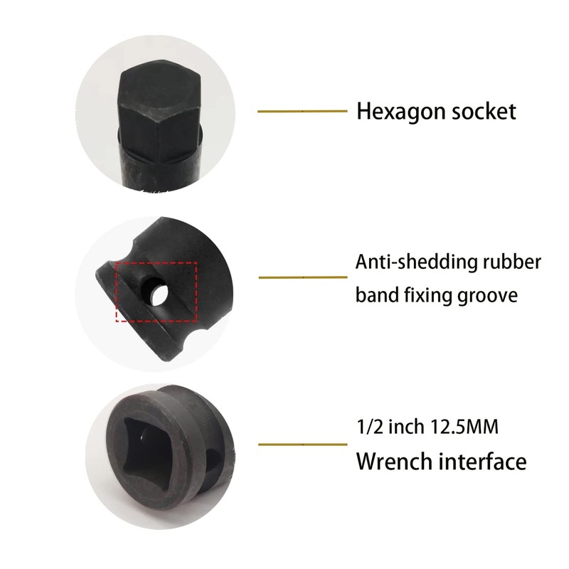 JEUCLEL 19mm Hex Impact Bit Socket, H19 1/2-Inch Impact Drive