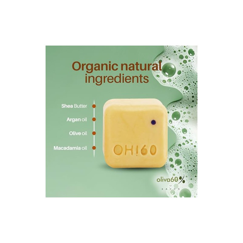 Shampoo en barra de Oliva. Oliva60, Sin sulfatos, Con aceite