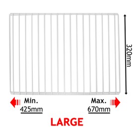 SPARES2GO Fridge Shelf compatible with AEG Refrigerator Freezer Adjustable White Plastic Coated Extendable Arms (Large, 425mm - 670mm x 320mm)
