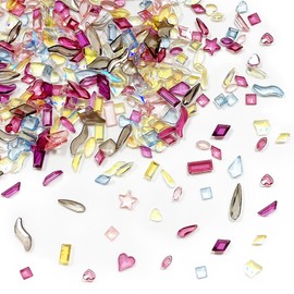 HAIKING Nail Art Rhinestones Kit, 500 PCS Mini Plastic Mixed Color Nail Crystals for Nail Decoration, DIY Jewel Charms (Various Shapes)