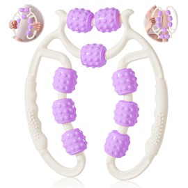 Yanghad Massage Roller, Cellulite Massager, Massage Roller Legs, Leg Massager, Cellulite Roller, Massage Roller with Handle for Leg, Foot, Arm Massage (White + Purple)