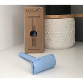 Lilvio Reusable Safety Razor & One Double Edge Blade. Choose from 9 Colours (Baby Blue)