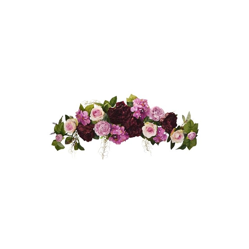 32" Rose/Peony/Hydrangea Swag (Eggplant)