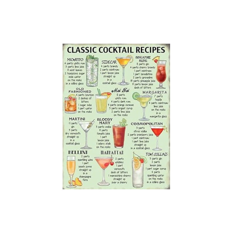 The Original Metal Sign Company Fridge Magnet - Classic Cocktail