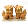 Okinawa Souvenir Lion-Dog Figurine Mini Entrance Pair Rakuten Lion-Dog (Brown)