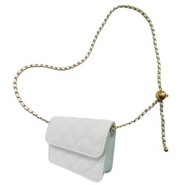 INNTURT Mini Belt Bag, Synthetic Leather Quilted Bags for Women Small Crossbody Bag Mini Bags for Women Trendy Accessories Mini White