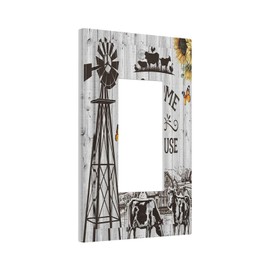 Rustic Farmhouse Windmill Switch Plate Cover Vintage Country Cow Decor 1 Gang Single Rocker Wall Plate for Outlet Light Switch Western Ranch Cabin Kitchen Decor