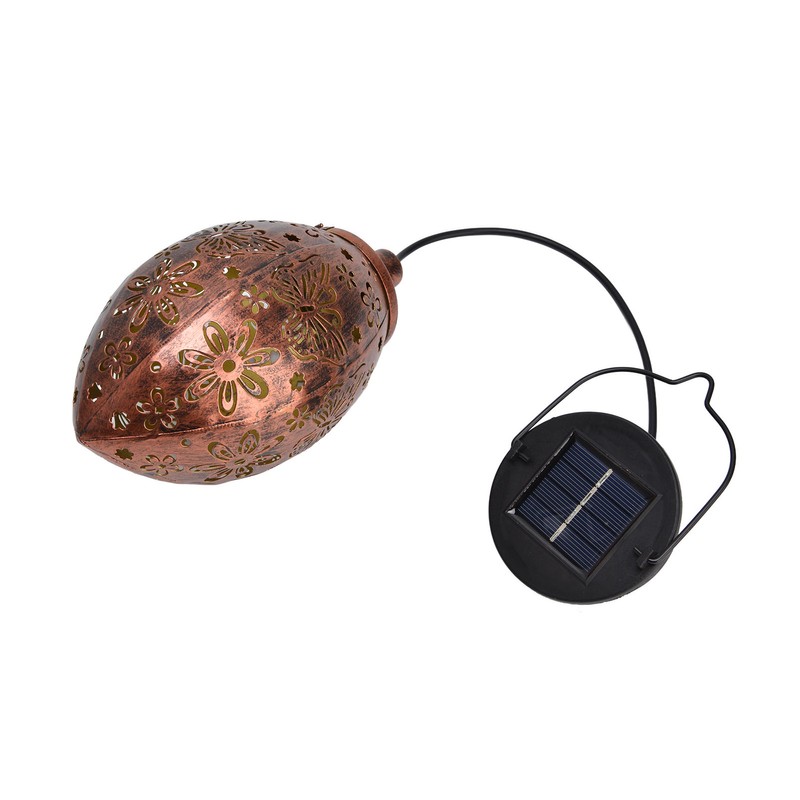 Iron Hollow Water Drop Lamp Solar LED Lantern Garland Garden
