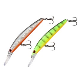Zanderfang Wobbler Set Drummer 9.5 cm 9.5 g - Fire Tiger & Roach Decor - Artificial Bait for Bass Zander - Rattle Wobbler Deep Running - Predator Bait Spin Fishing Pack of 2