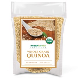Healthworks Superfoods Organic Quinoa White Whole Grain Raw - 80 Oz / 5 Lbs - Protein, Fiber & Iron - Peruvian Origin - Rice & Pasta Substitute
