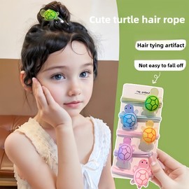 5 pcs Mix Colors Girl's Elastic Hair Ties, Cute Turtle Colorful Hair Accessories for Women Girls Teens, Ponytail Hair Cuff No Damage Hair Bands Holders, Tropical Summer Youth Vacation Styles