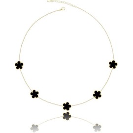 14K Gold Plated Four Leaf Clover Pendant Dot Necklace for Women Lucky Flower Jewelry