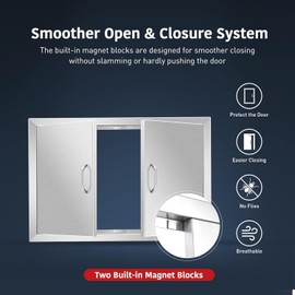 Anfrere 28" W x 19" H Outdoor Kitchen Door, Premium 304 Stainless Steel Double BBQ Panel Access Door for Outside Kitchen Commercial Grilling Station, Oven, Storage Cabinet