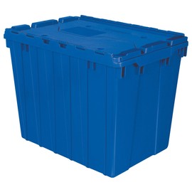 Akro-Mils 39170 Industrial Plastic Storage Tote with Hinged Attached Lid, (21-Inch L by 15-Inch W by 17-Inch H), Blue, (3-Pack)