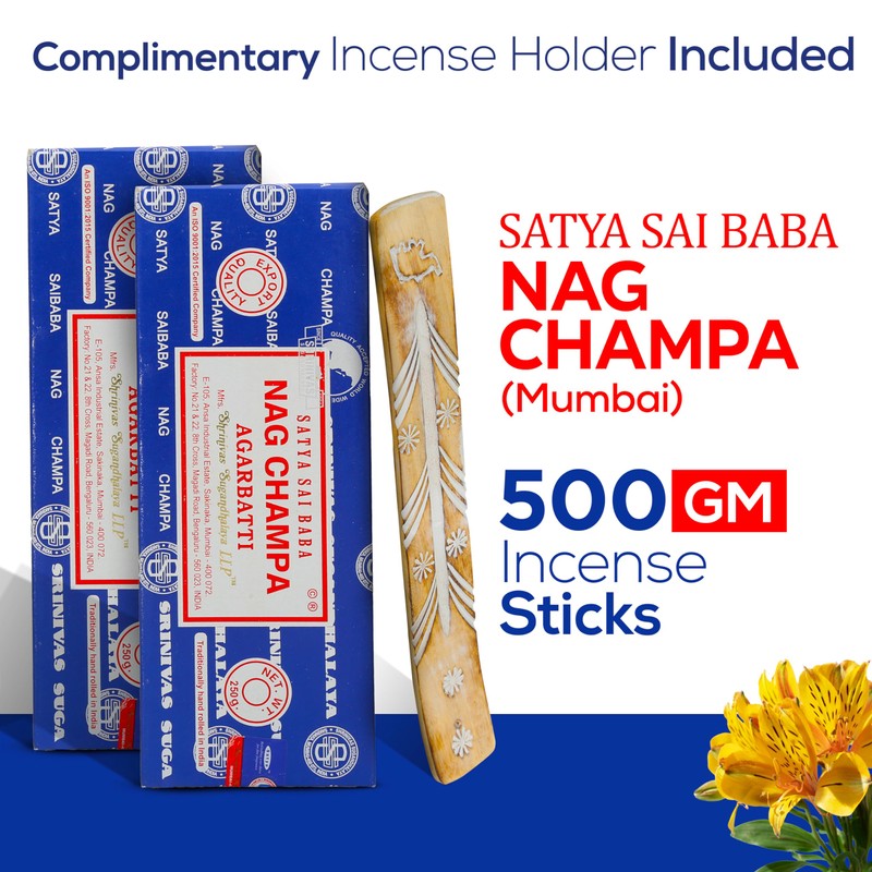 Raajsee Incense Stick Holder Bundle with Satya Nag Champa Incense