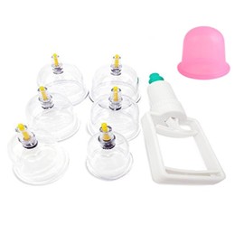 We pay your sales tax New 7 Pcs Professional Cupping - 6 Vacuum Cupping with Pumping Handle + 1 Silicone Anti Cellulite Tension Release Therapy Equipment Travel Set