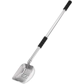 Yangbaga Metal Cat Litter Scoop with Deep Shovel&Long Handle,Detachable Stainless Steel Non-Stick Litter Sifter with Foam Padded Grip, No Bending Back Heavy Duty Cat Litter Scooper