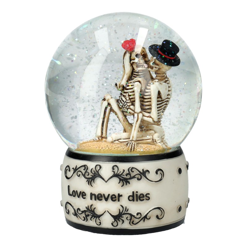 Romantic Skeleton Bride and Groom Snow Globe 13.5 cm -