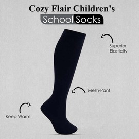 Cozy Flair 6 Pairs Knee High Cotton Rich School Socks - Durable & Comfortable Knee High Socks for Girls - Ideal Knee High Socks for Women for All Seasons