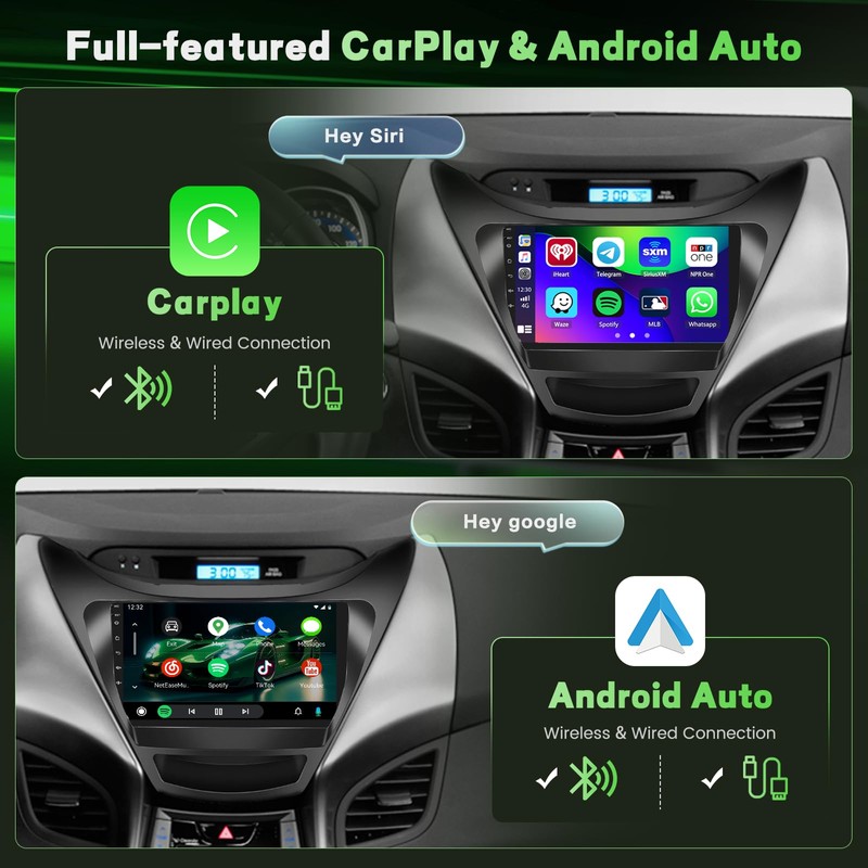 Fuluku for Hyundai Elantra 2011-2013【2+64GB】 Android Car Stereo 9" Touch