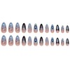 Press on Nails Long Stiletto MABKJLF Blue French Tip Fake