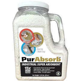 PurAbsorb - Industrial Super Absorbent 1.25lb Shaker Jar of Cellulose Oil Absorbent. 100% Organic. 15x's More Absorbent Than Clay Oil Absorbent.